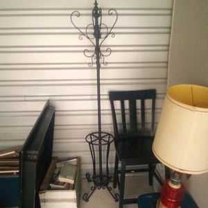 Iron coat rack w/ umbrella holder